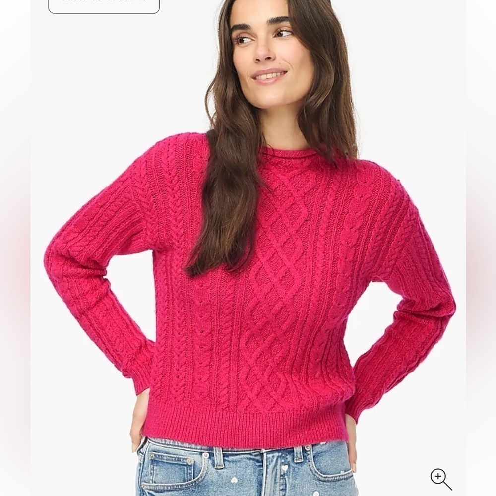 J crew raspberry sherbet Mockneck cable-knit sweater